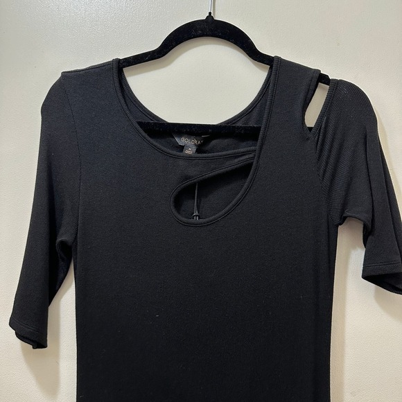 2/$30 Goldray Jersey Knit Ribbed Midi Dress Size M Black Cut Out Stretch NWT - Picture 5 of 10